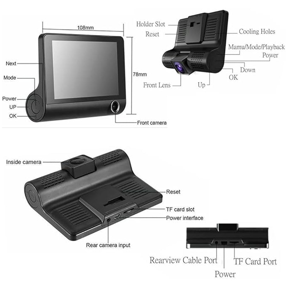 Camara Carro Vehículo DVR Full HD 3en1