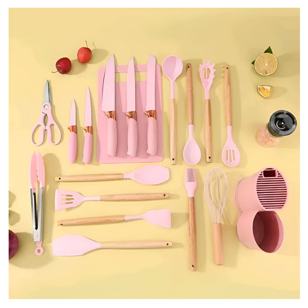 Set Utensilios Cocina X19 Mango Madera