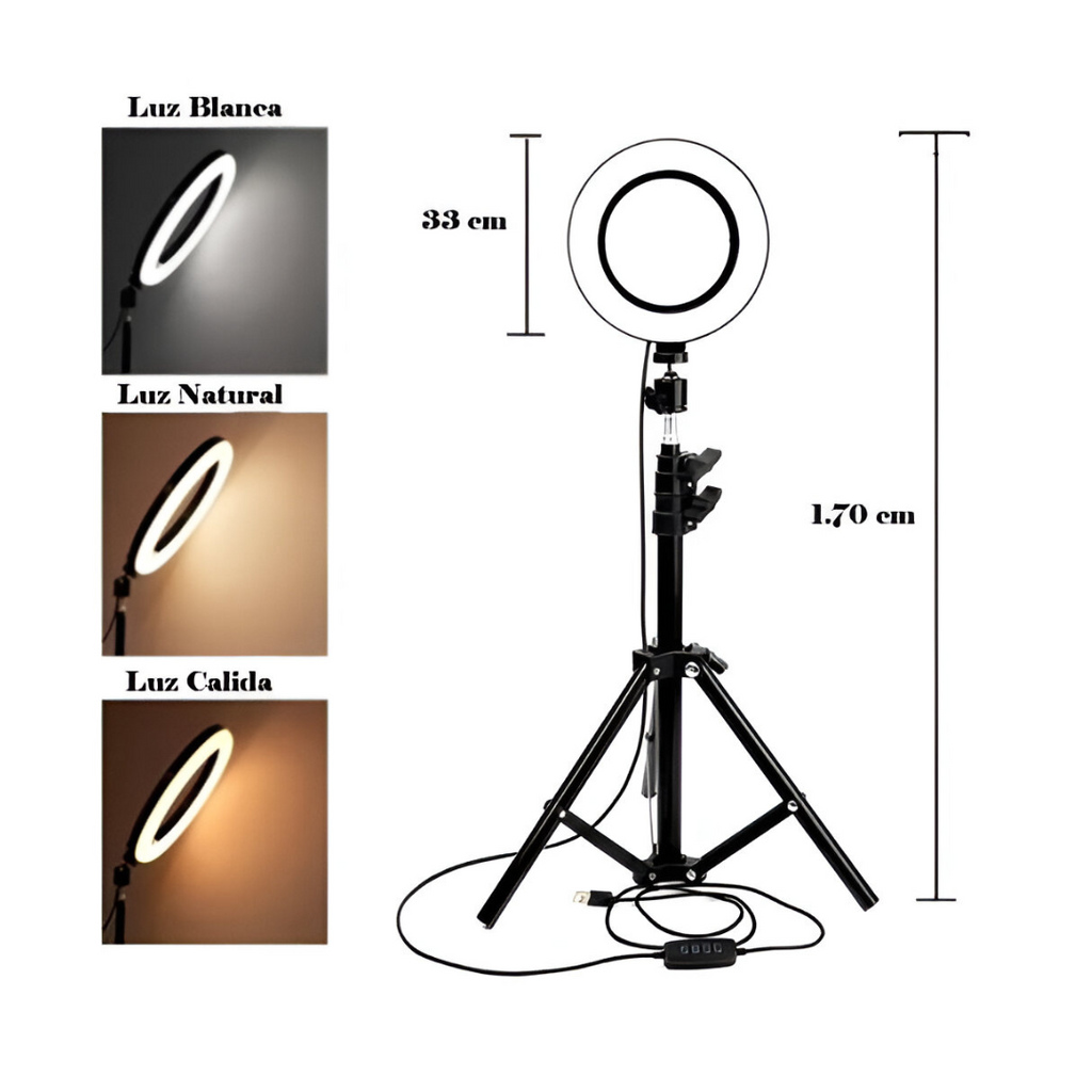 Aro Luz Led Celular 33cm Selfie Soporte
