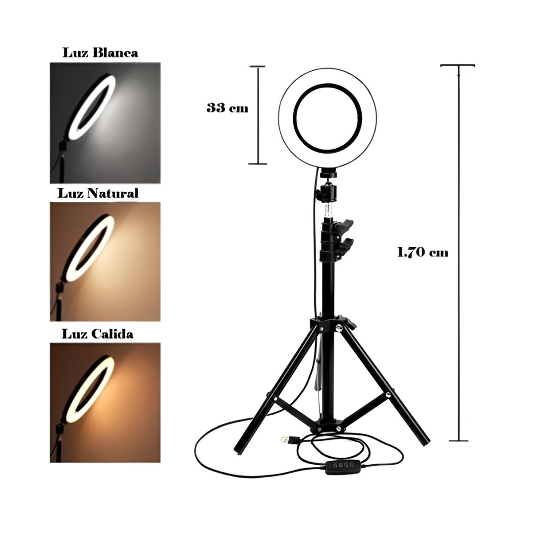 Aro Luz Led Celular 33cm Selfie Soporte