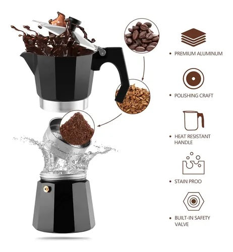 Cafetera Aluminio Clásica Cocina 300 Ml