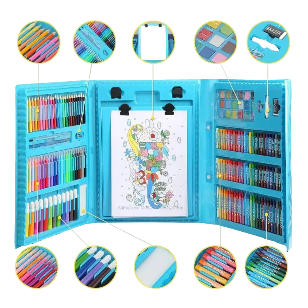 Set Arte Infantil 208 Piezas Caballete D